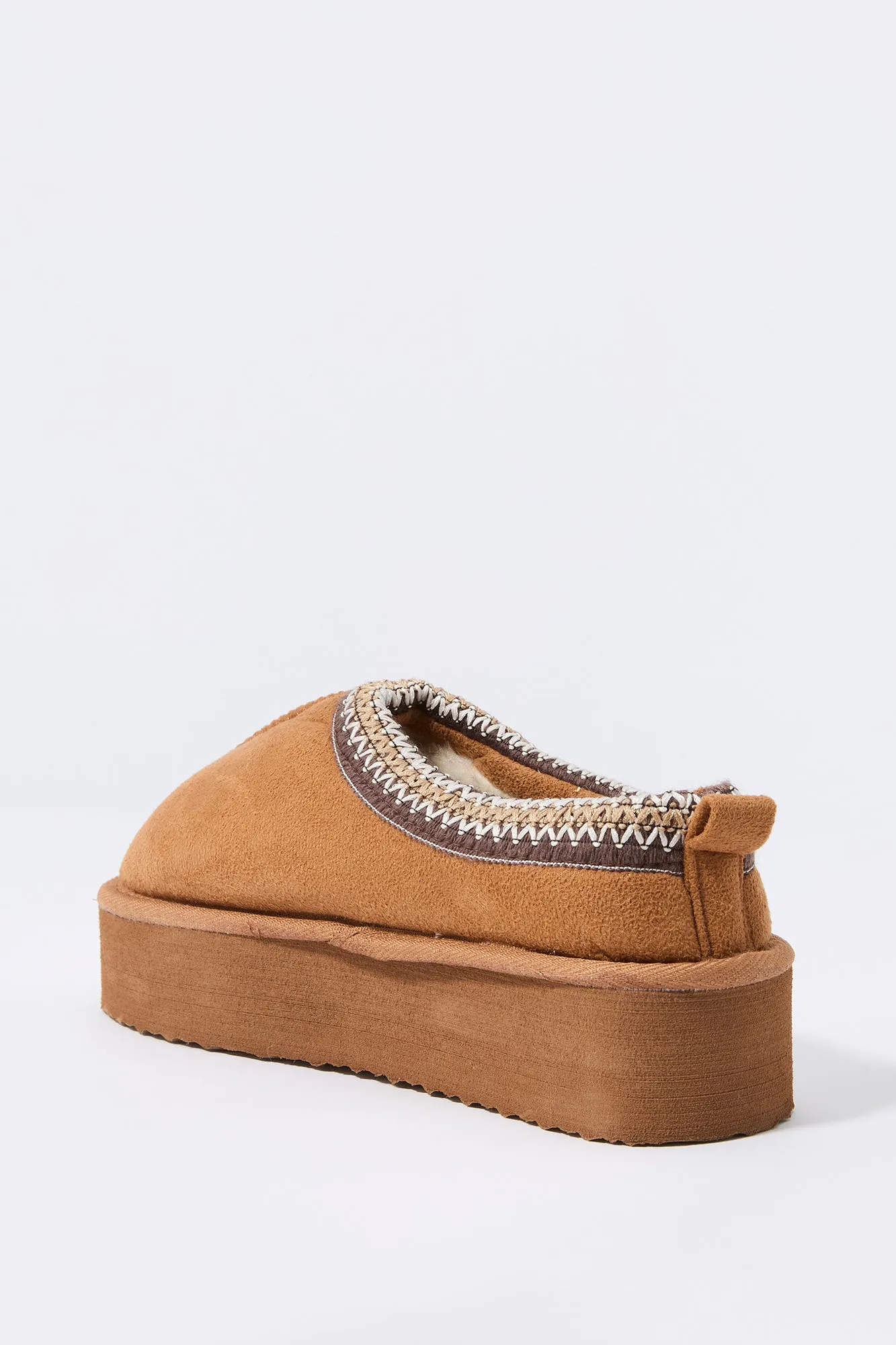 Faux Suede Embroidered Platform Slipper Bootie sold by Urban Planet product image thumbnail 3