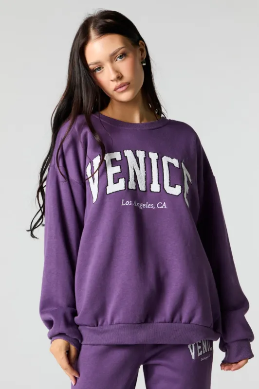 Oversized Destination Chenille Embroidered Fleece Sweatshirt sold by Urban Planet
