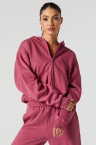 Zip-Up Cropped Fleece Hoodie sold by Urban Planet