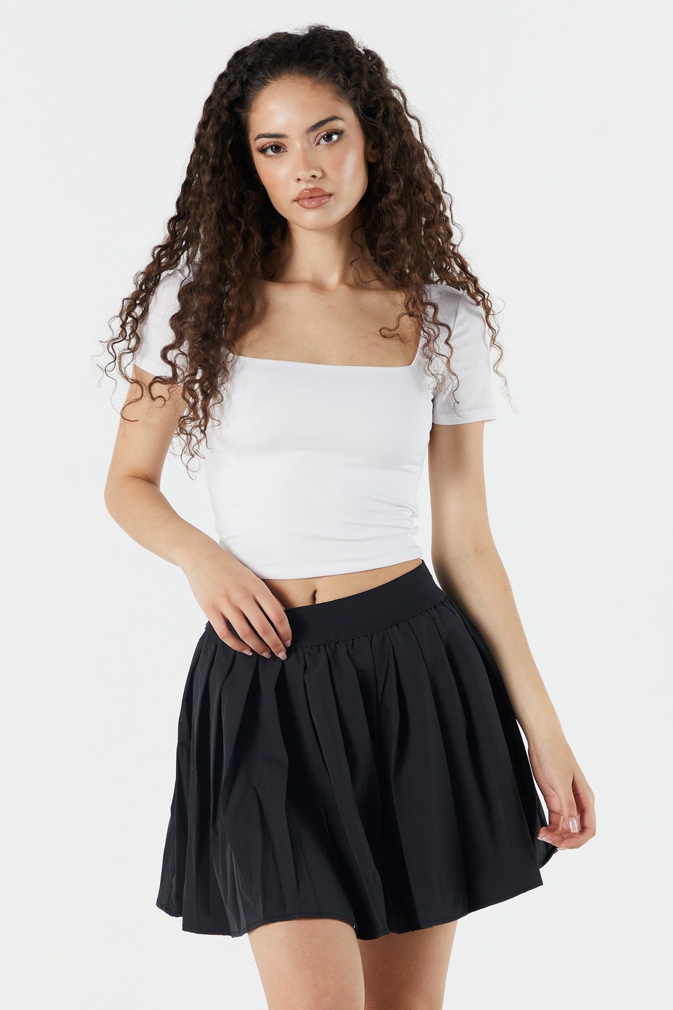 Pleated Pull On Mini Skirt sold by Urban Planet