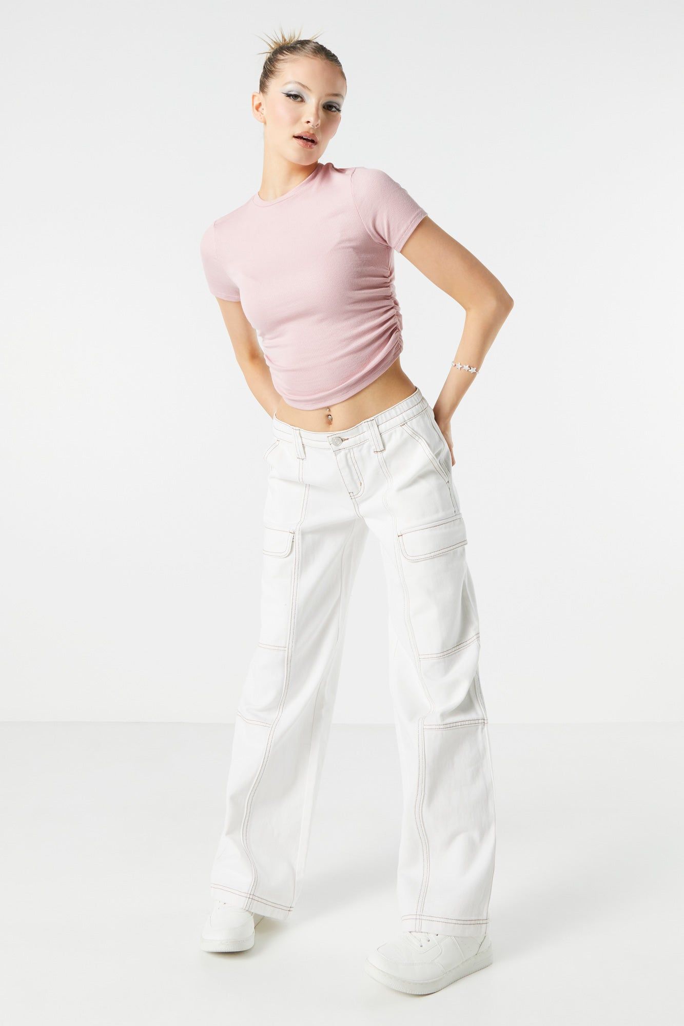 Side Cinched Ribbed Crop Top sold by Urban Planet product image thumbnail 9
