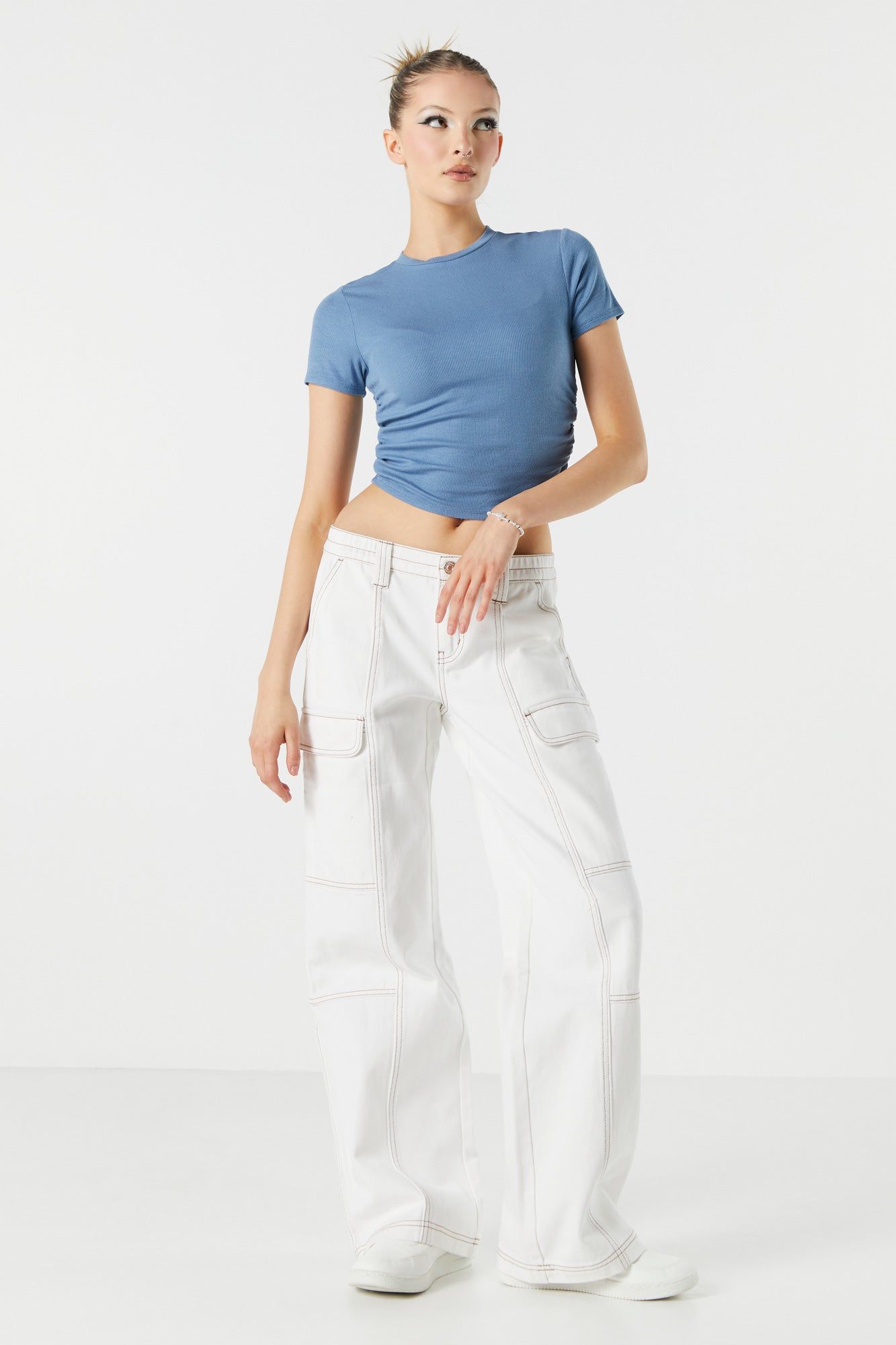 Side Cinched Ribbed Crop Top sold by Urban Planet product image thumbnail 6
