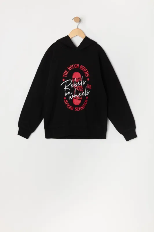 Haut à capuchon en molleton avec imprimé Rebels on Wheels pour garçon sold by Urban Planet