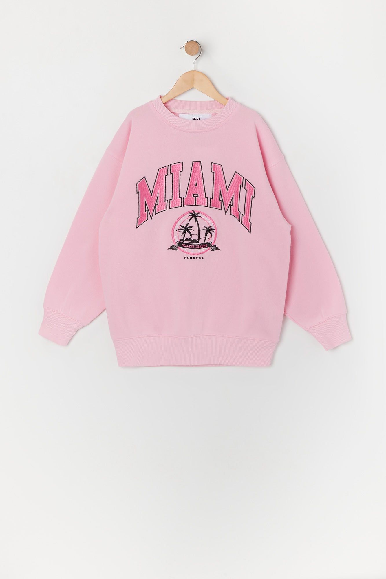 Girls Miami Chenille Embroidered Fleece Sweatshirt sold by Urban Planet