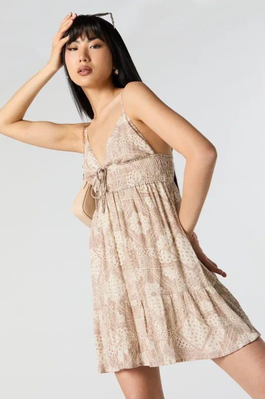 Bandana Print V-Neck Self Tie Mini Dress sold by Urban Planet