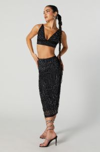 Rhinestone Mesh Bodycon Midi Skirt sold by Urban Planet
