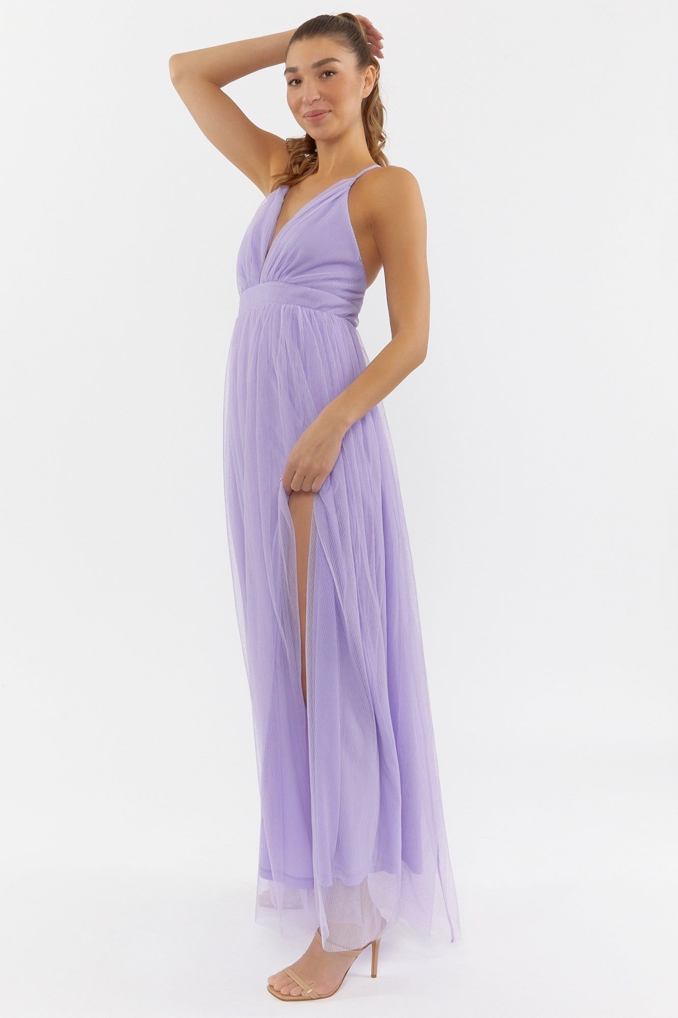 Tulle Deep V-Neck Maxi Dress sold by Urban Planet product image thumbnail 3