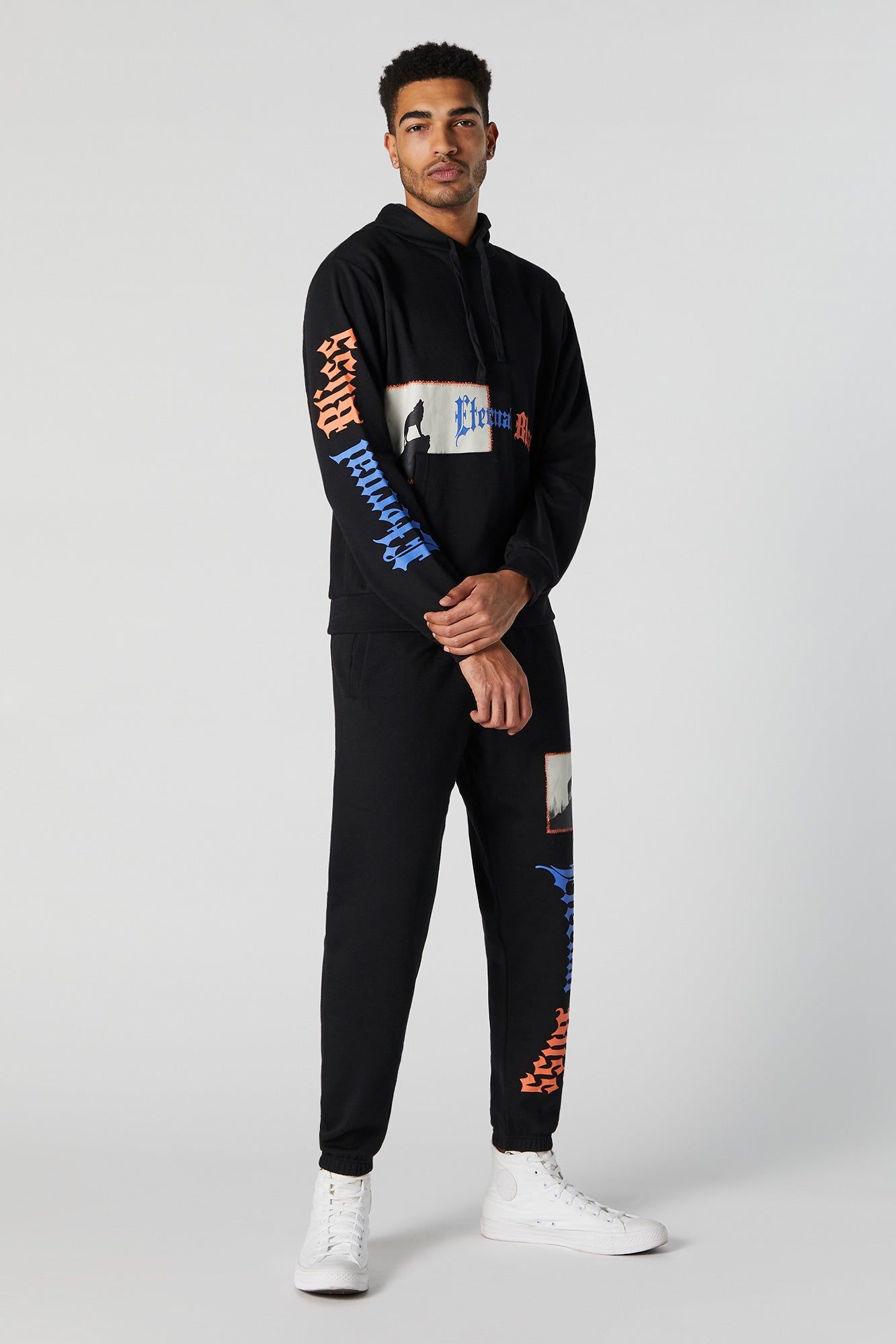 Eternal Bliss Howling Wolf Graphic Hoodie sold by Urban Planet product image thumbnail 3