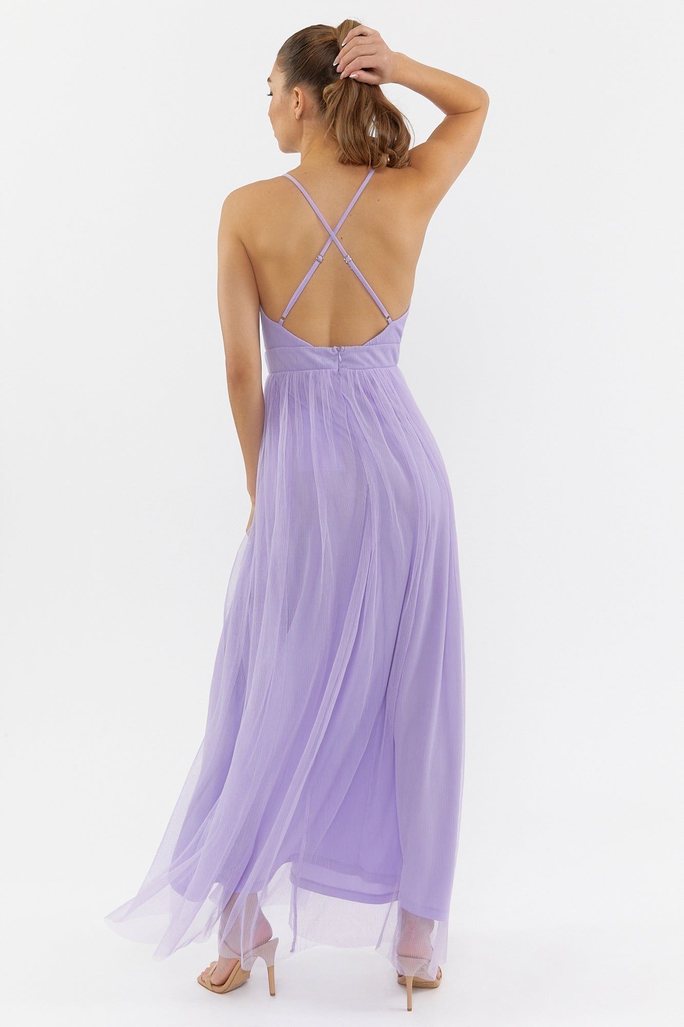 Tulle Deep V-Neck Maxi Dress sold by Urban Planet product image thumbnail 2