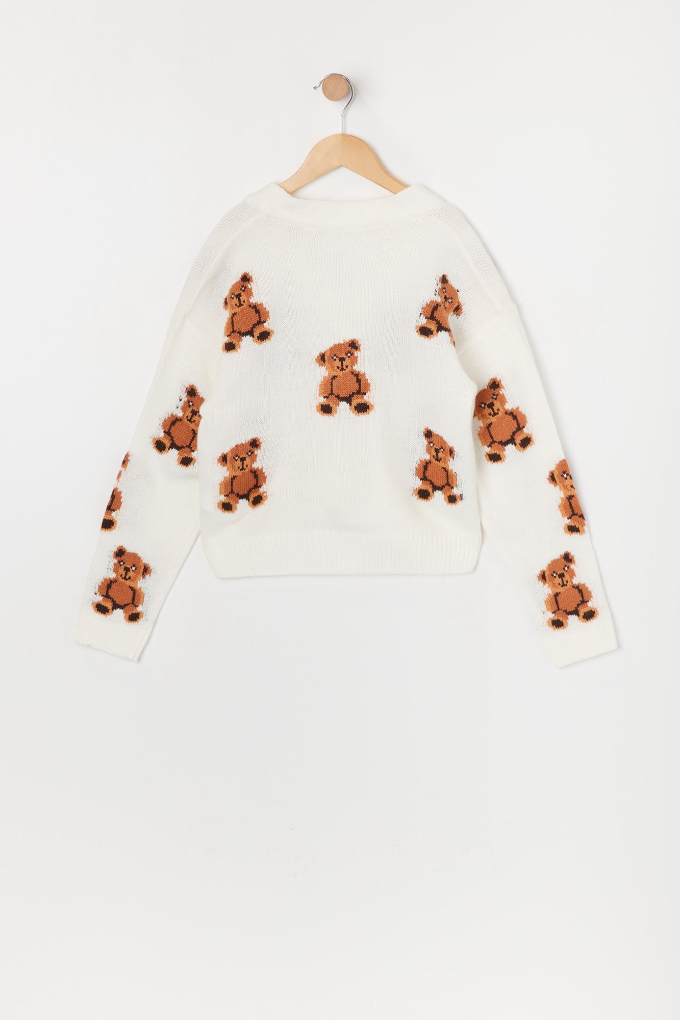 Girls Teddy Bear Jacquard Knit Cardigan sold by Urban Planet product image thumbnail 2