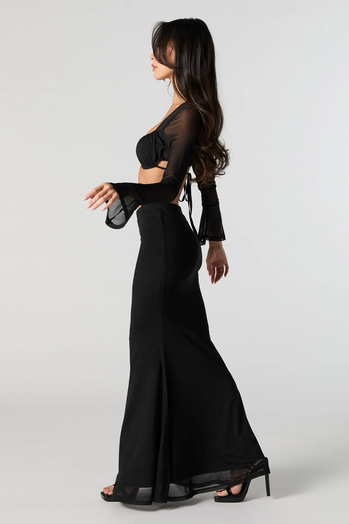 Black Mesh Maxi Skirt sold by Urban Planet product image thumbnail 3