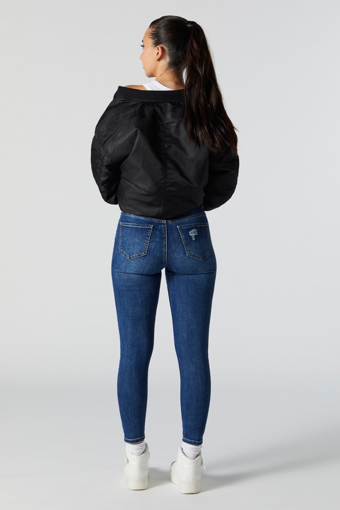 Dark Wash Distressed Skinny Jean sold by Urban Planet product image thumbnail 3