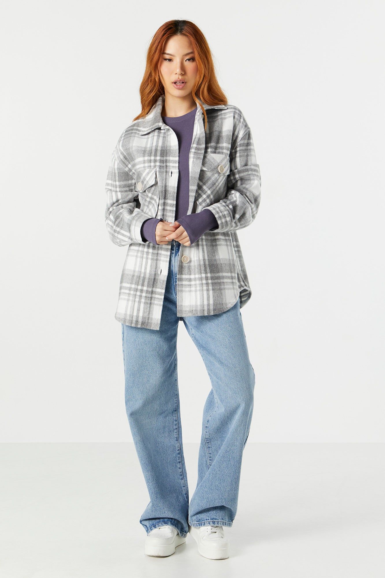 Blouson-chemisier à carreaux bleu gris sold by Urban Planet product image thumbnail 4