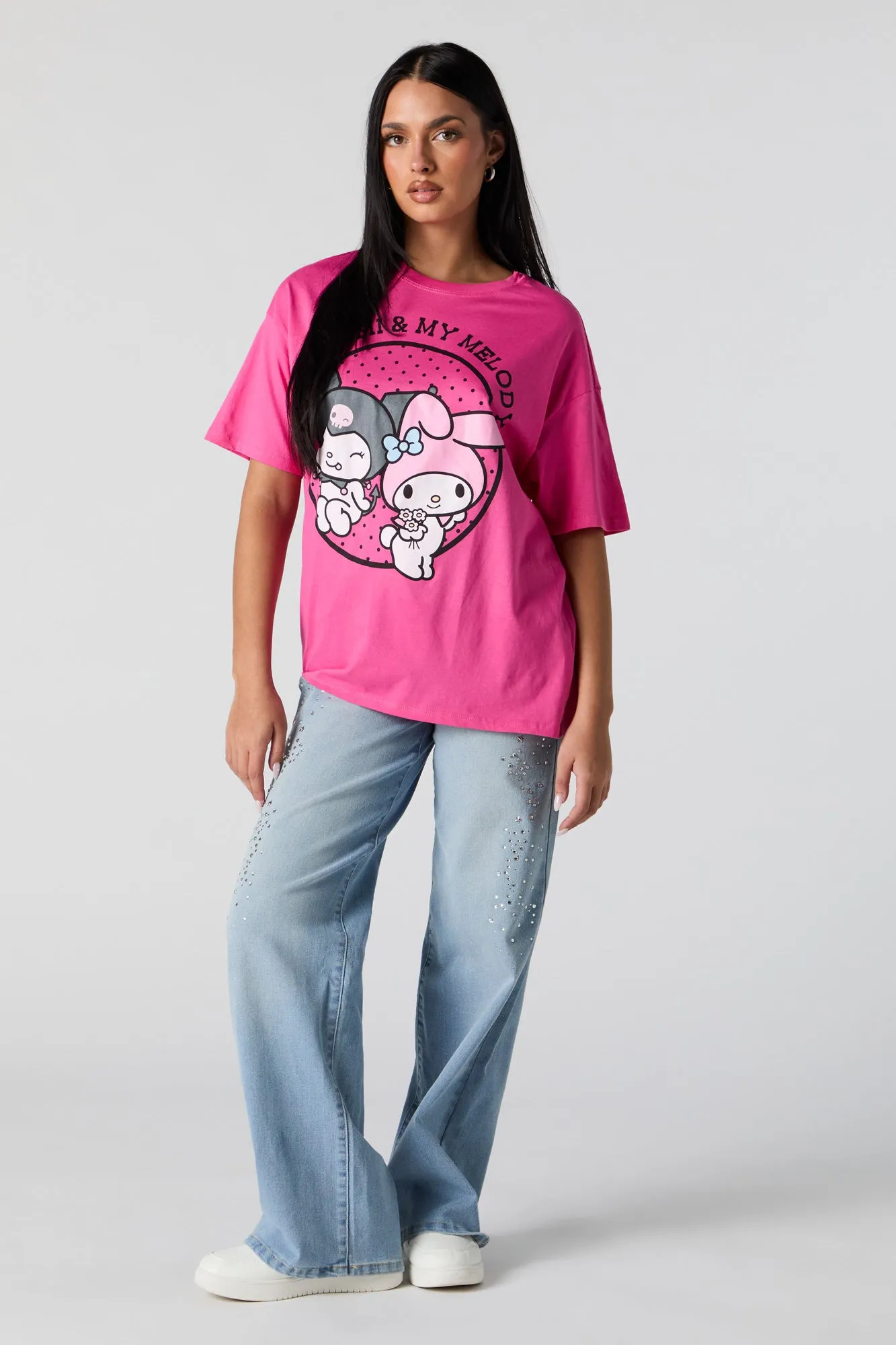 Kuromi and My Melody Graphic Boyfriend T-Shirt sold by Urban Planet product image thumbnail 3