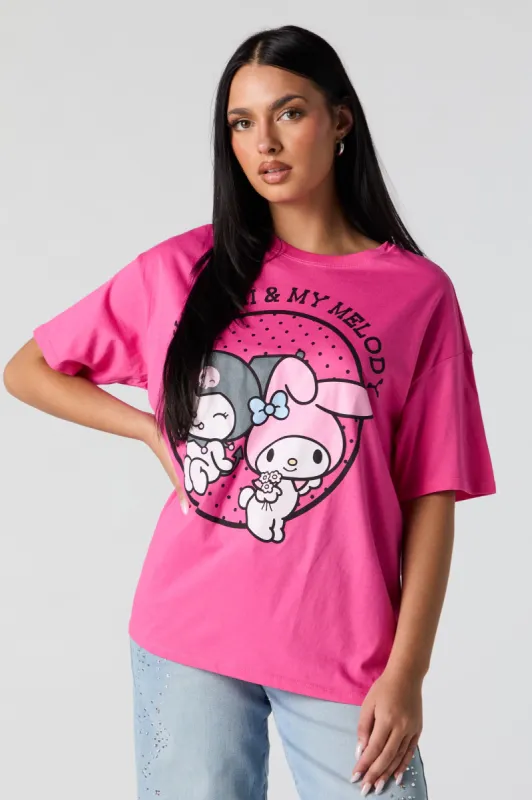 Kuromi and My Melody Graphic Boyfriend T-Shirt sold by Urban Planet