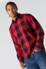 Los Angeles Graphic Plaid Button-Up Top sold by Urban Planet