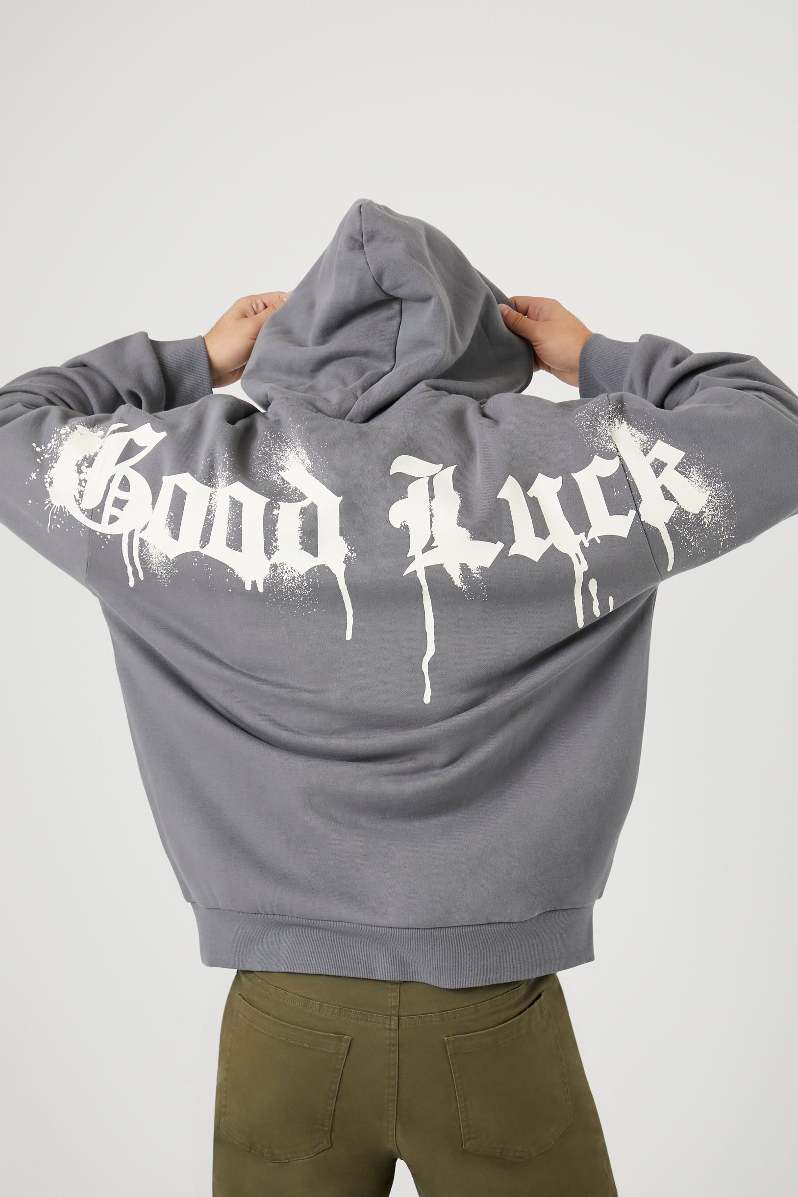 Haut à capuchon à demi-glissière et imprimé Good Luck sold by Urban Planet product image thumbnail 3