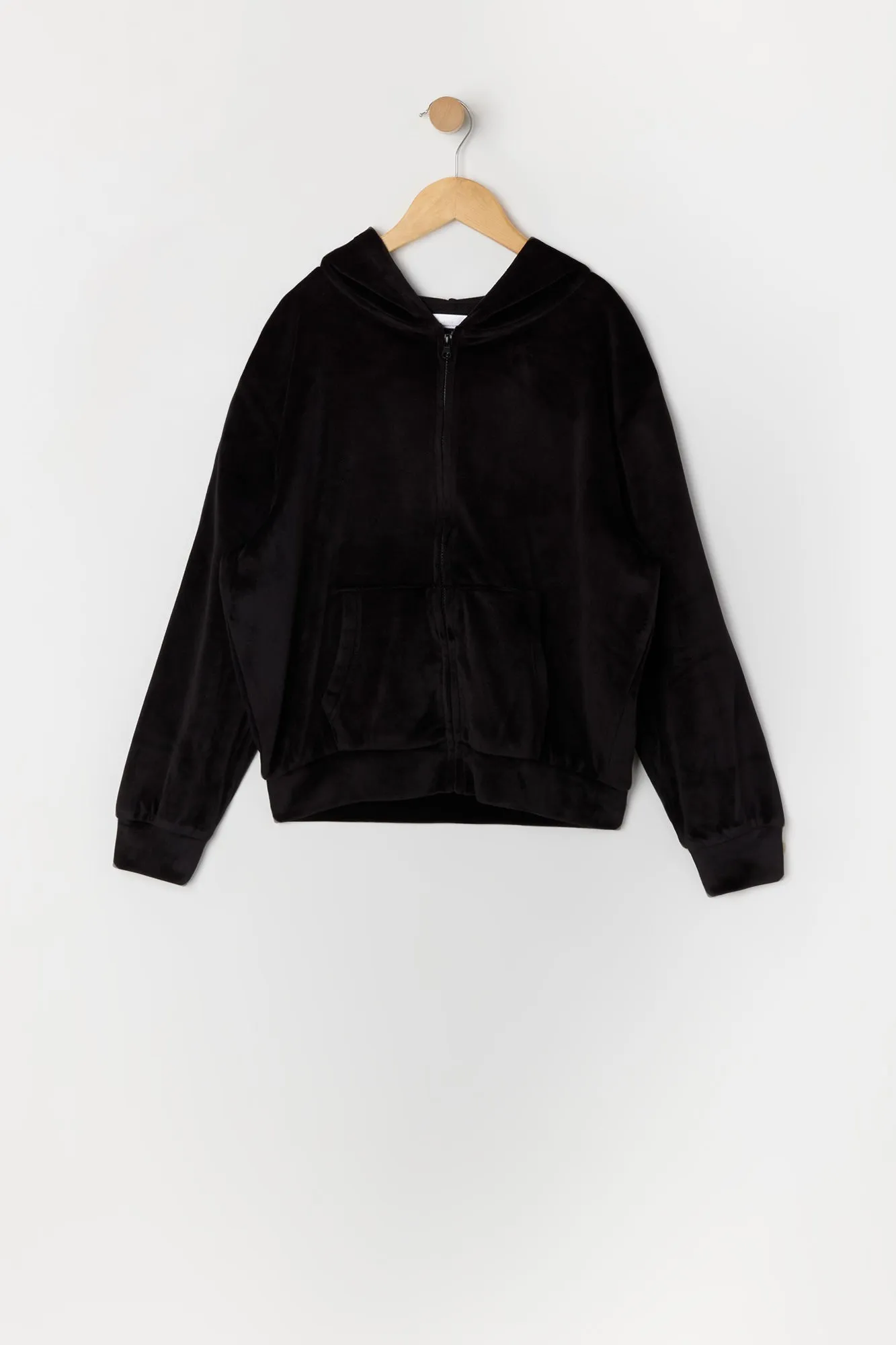 Haut surcimensionné à capuchon en velours avec fermeture à glissière pour fille sold by Urban Planet product image thumbnail 5