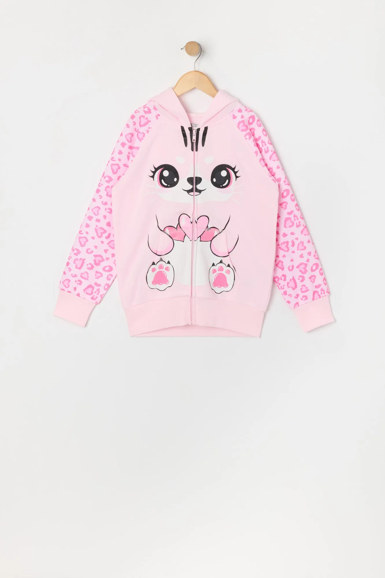 Girls Heart Cheetah Kitty Zip-Up Character Hoodie sold by Urban Planet product image thumbnail 2