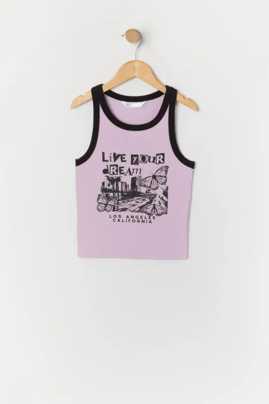 Girls Dreams Graphic Ribbed Ringer Tank sold by Urban Planet