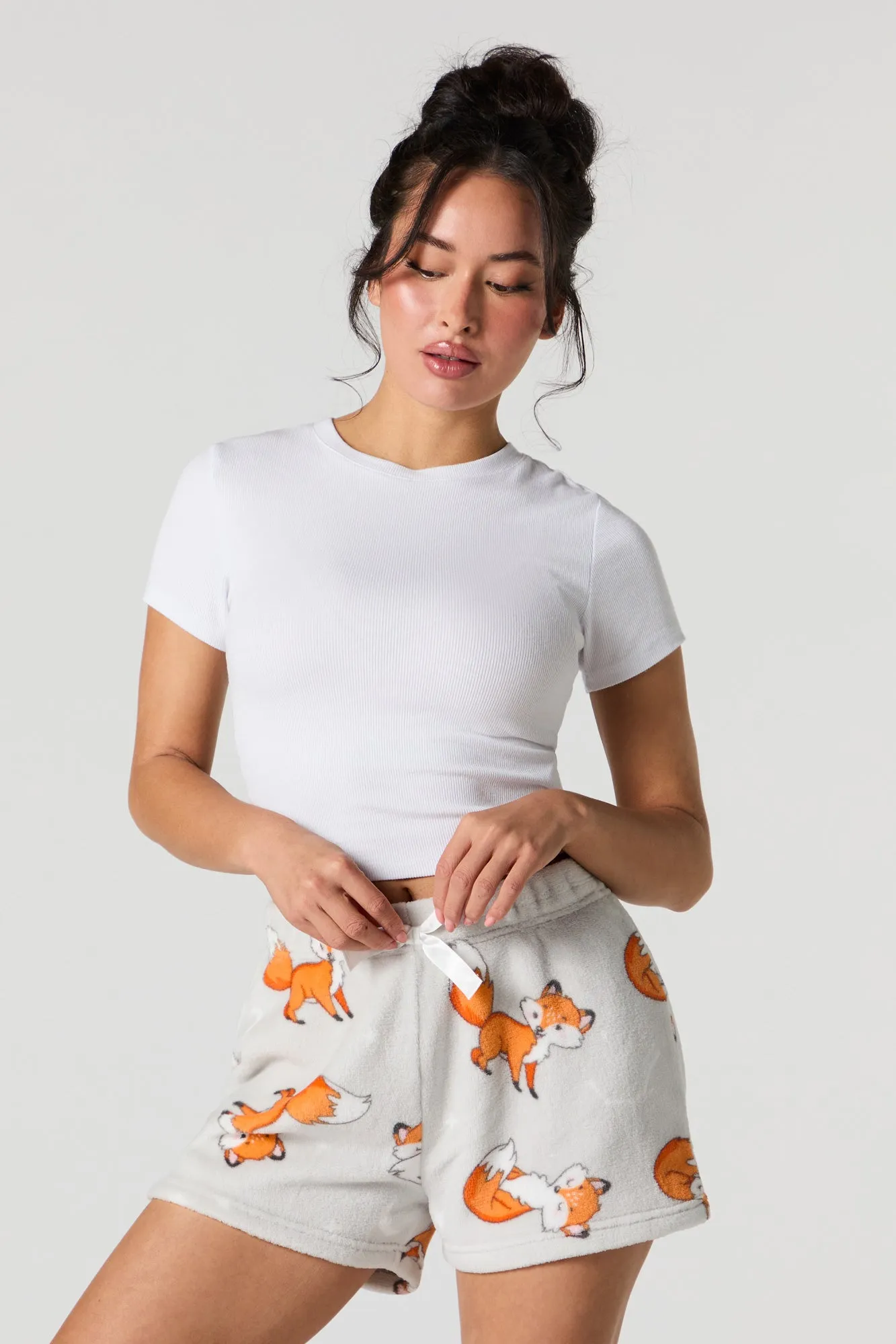 Printed Plush Pajama Short sold by Urban Planet