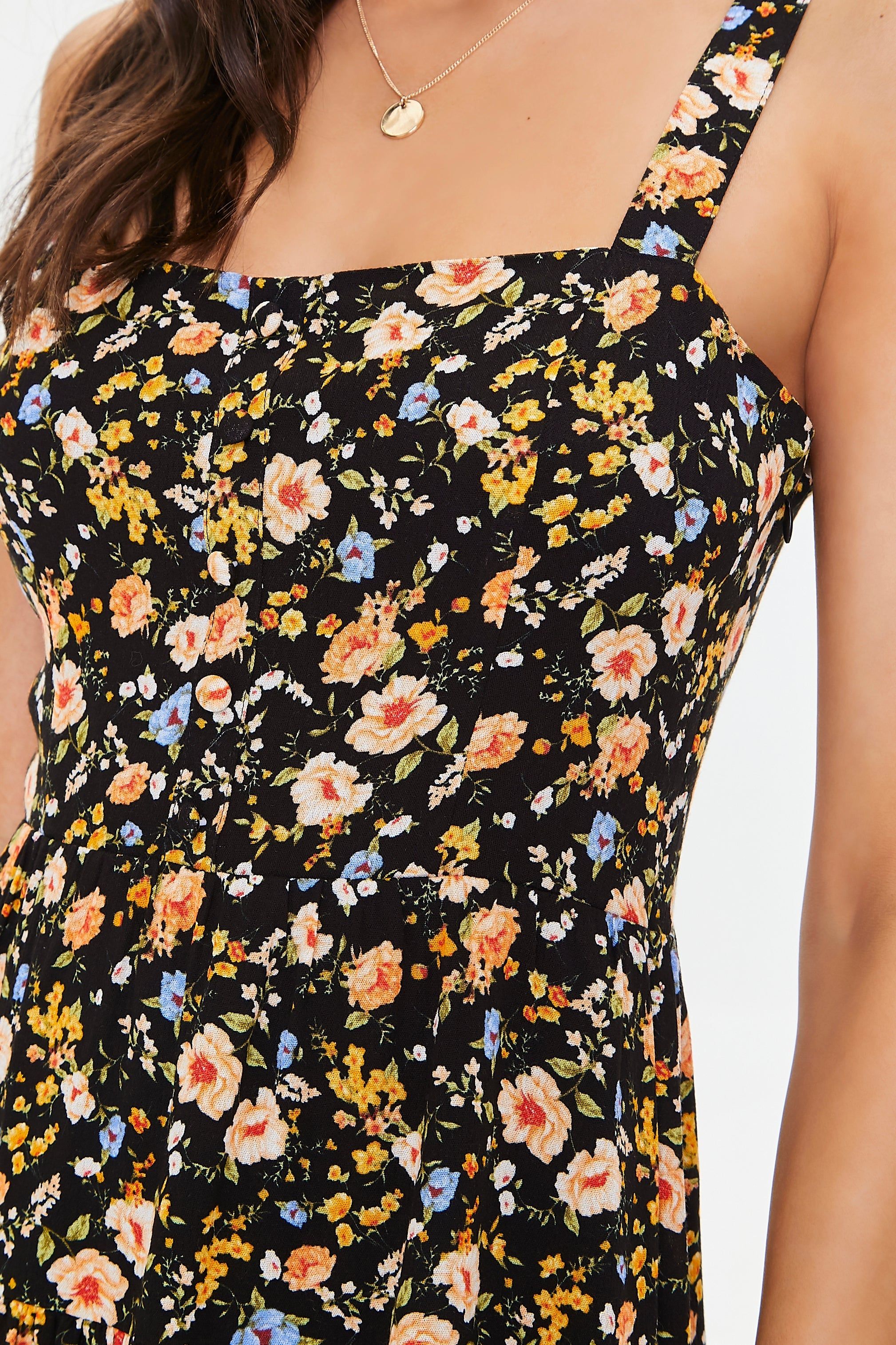 Black Floral Print Mini Dress sold by Urban Planet product image thumbnail 4