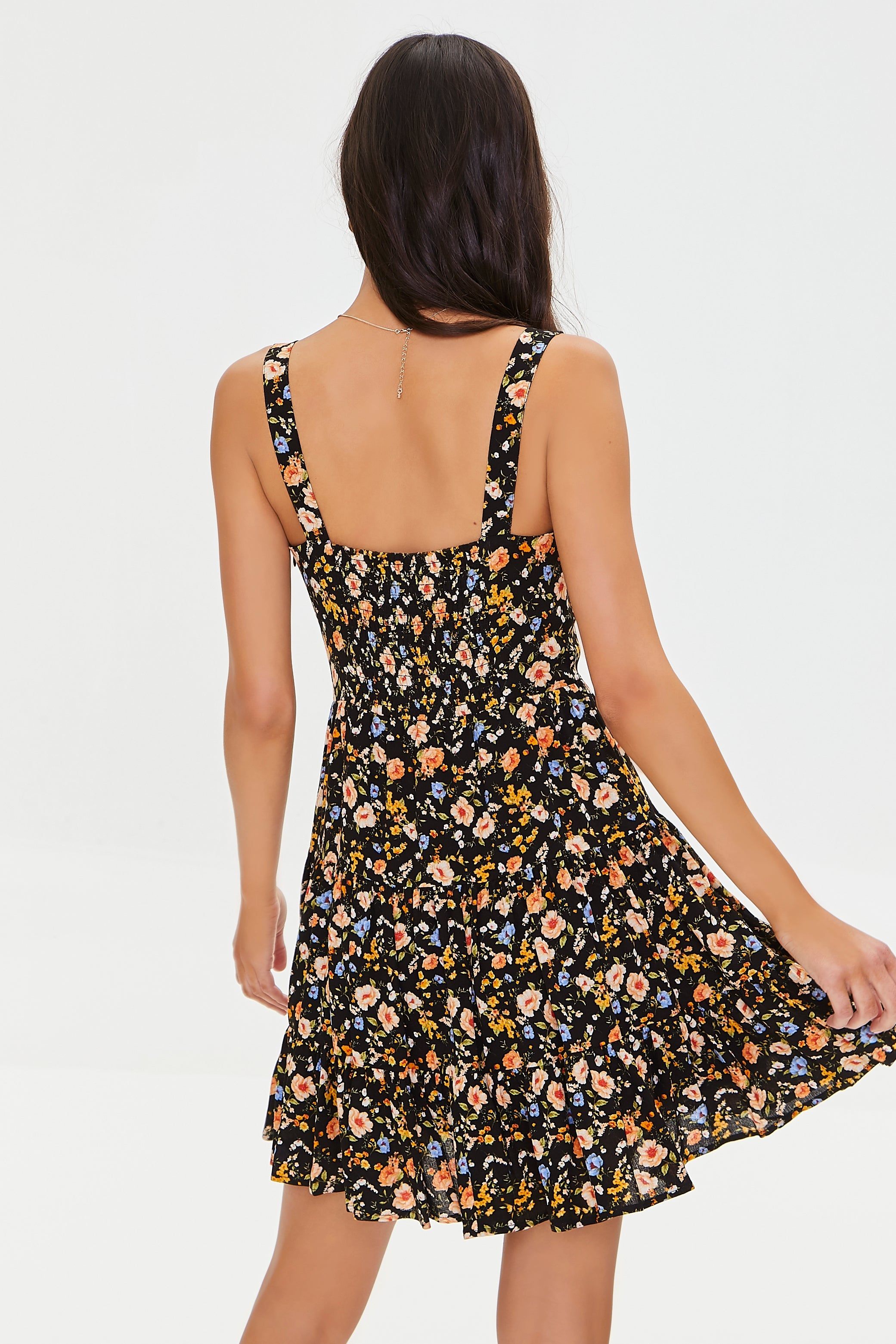 Black Floral Print Mini Dress sold by Urban Planet product image thumbnail 2