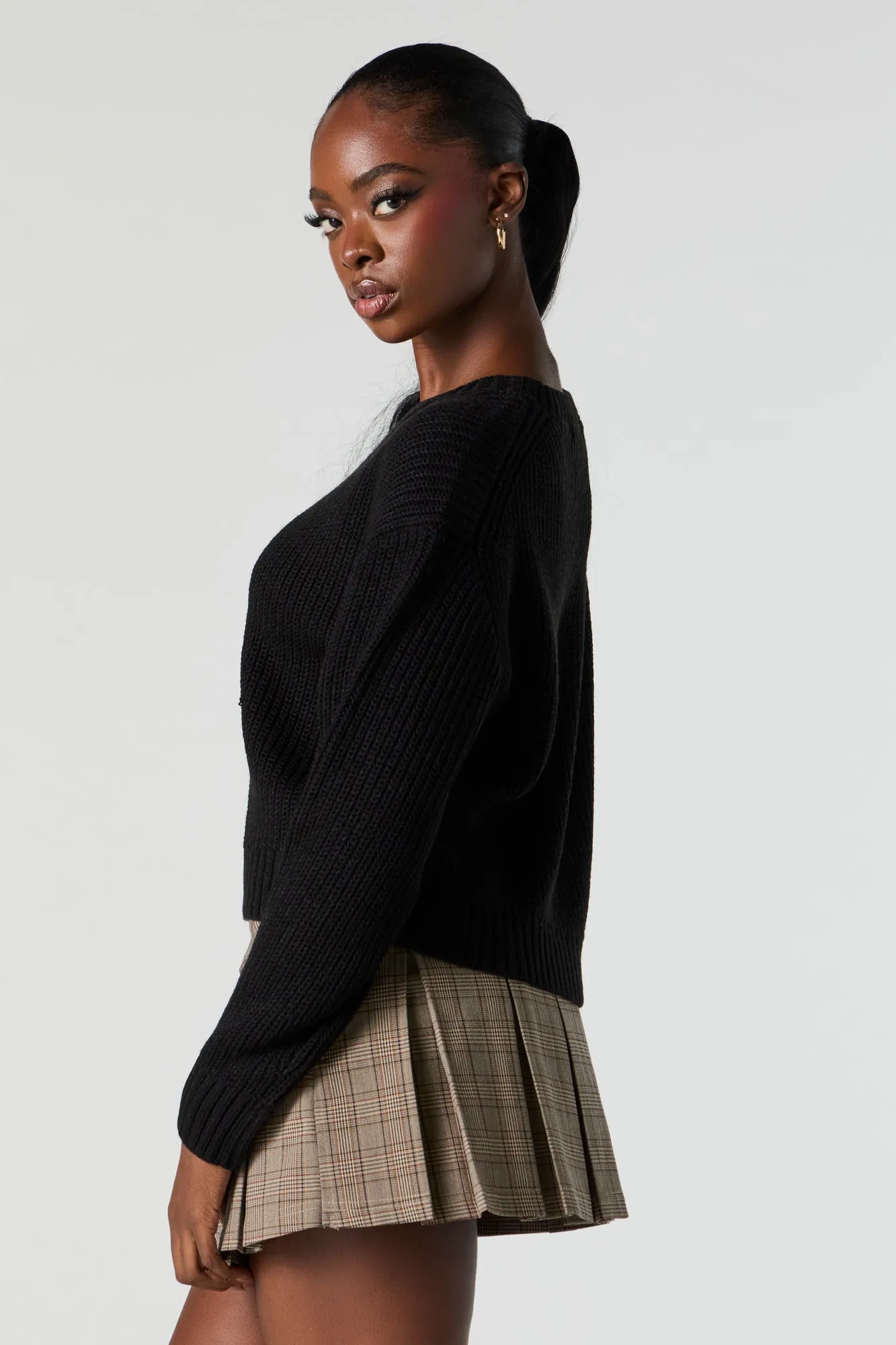 Chandail ras du cou en tricot côtelé uni sold by Urban Planet product image thumbnail 5