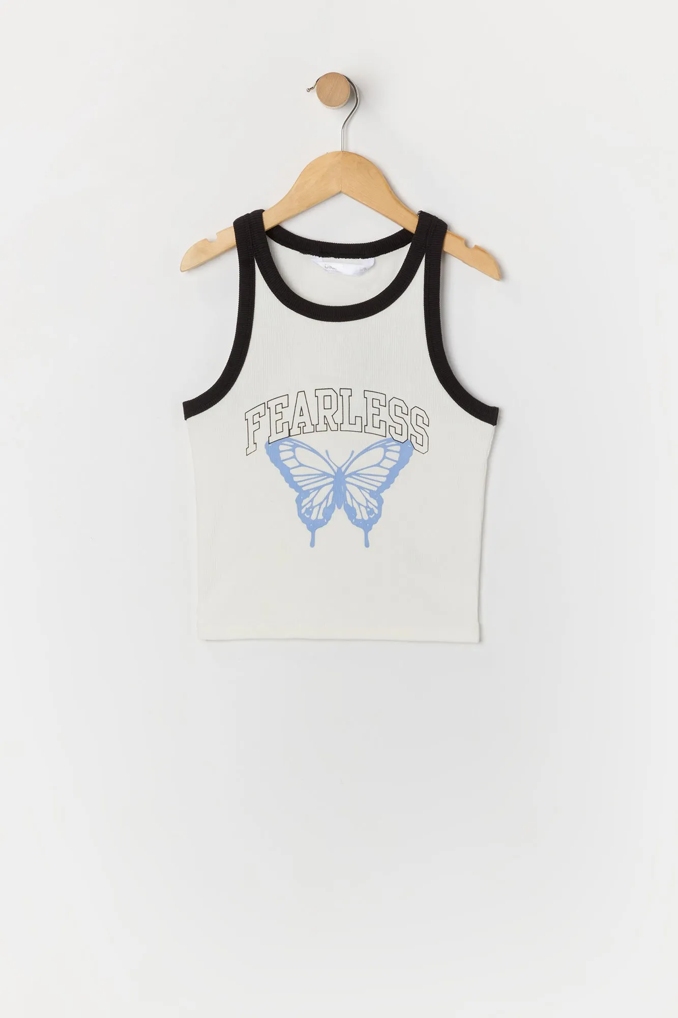 Débardeur côtelé à liséré contrastant avec imprimé Fearless pour fille sold by Urban Planet