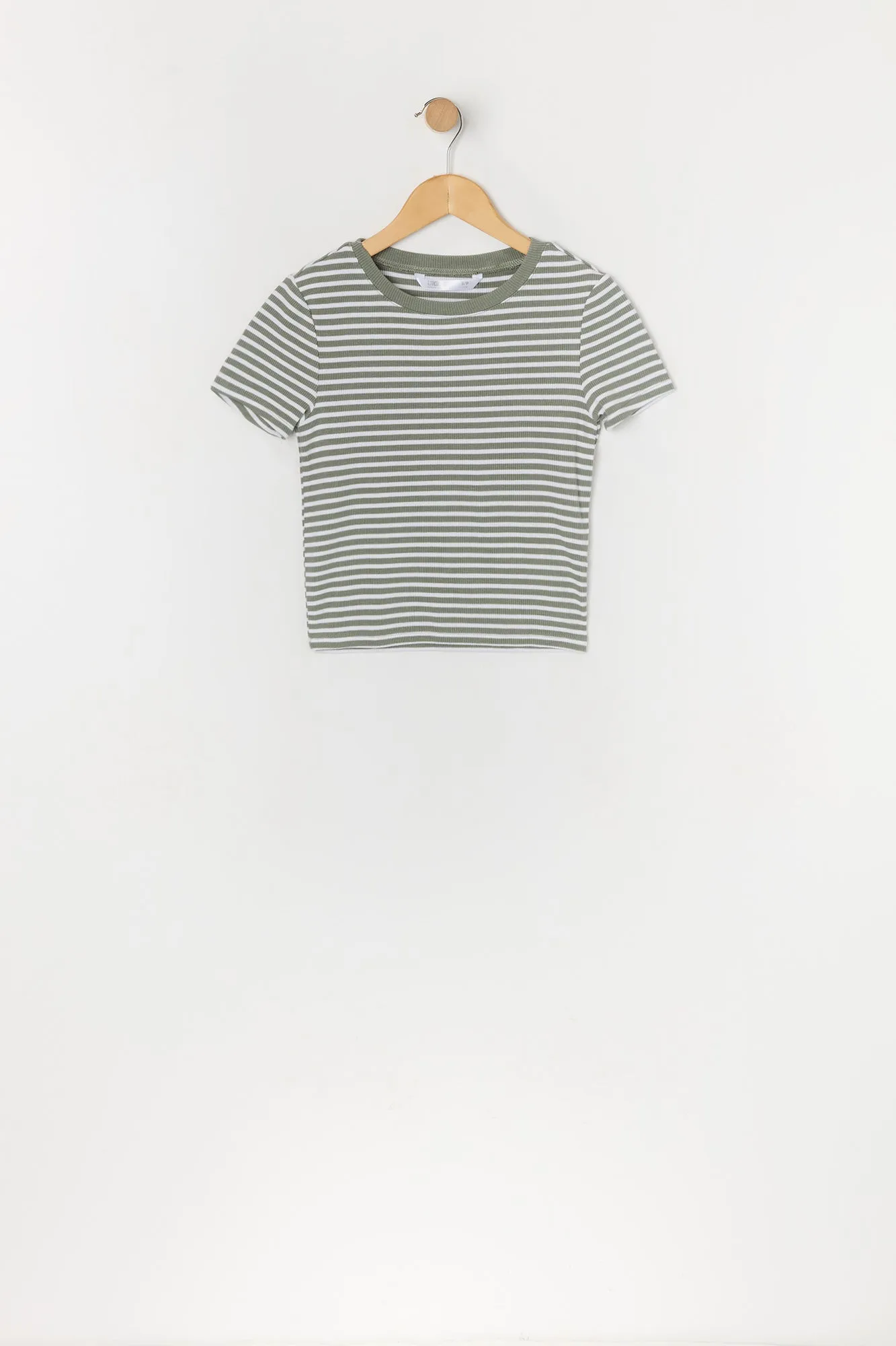 T-shirt ras du cou côtelé rayé pour fille sold by Urban Planet