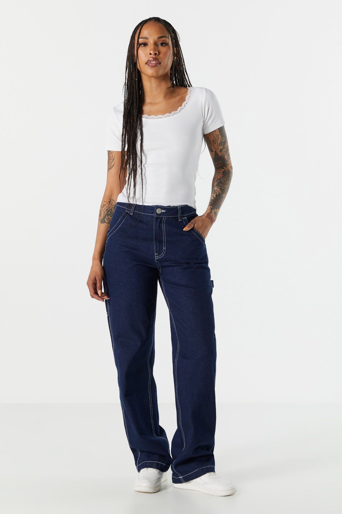 T-shirt côtelé avec liséré de dentelle sold by Urban Planet product image thumbnail 9