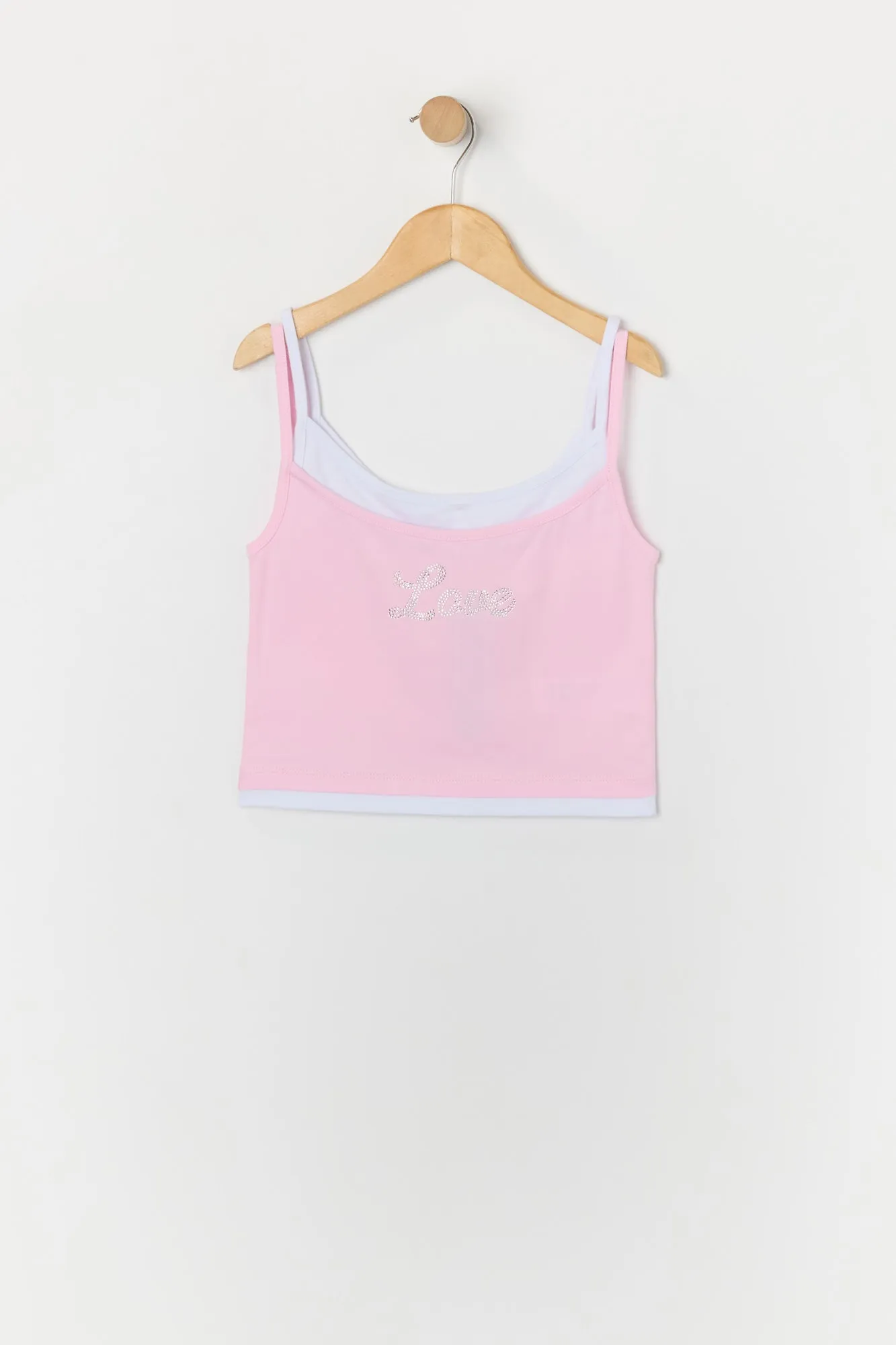 Débardeur superposé à imprimé Love avec pierres du Rhin pour fille sold by Urban Planet