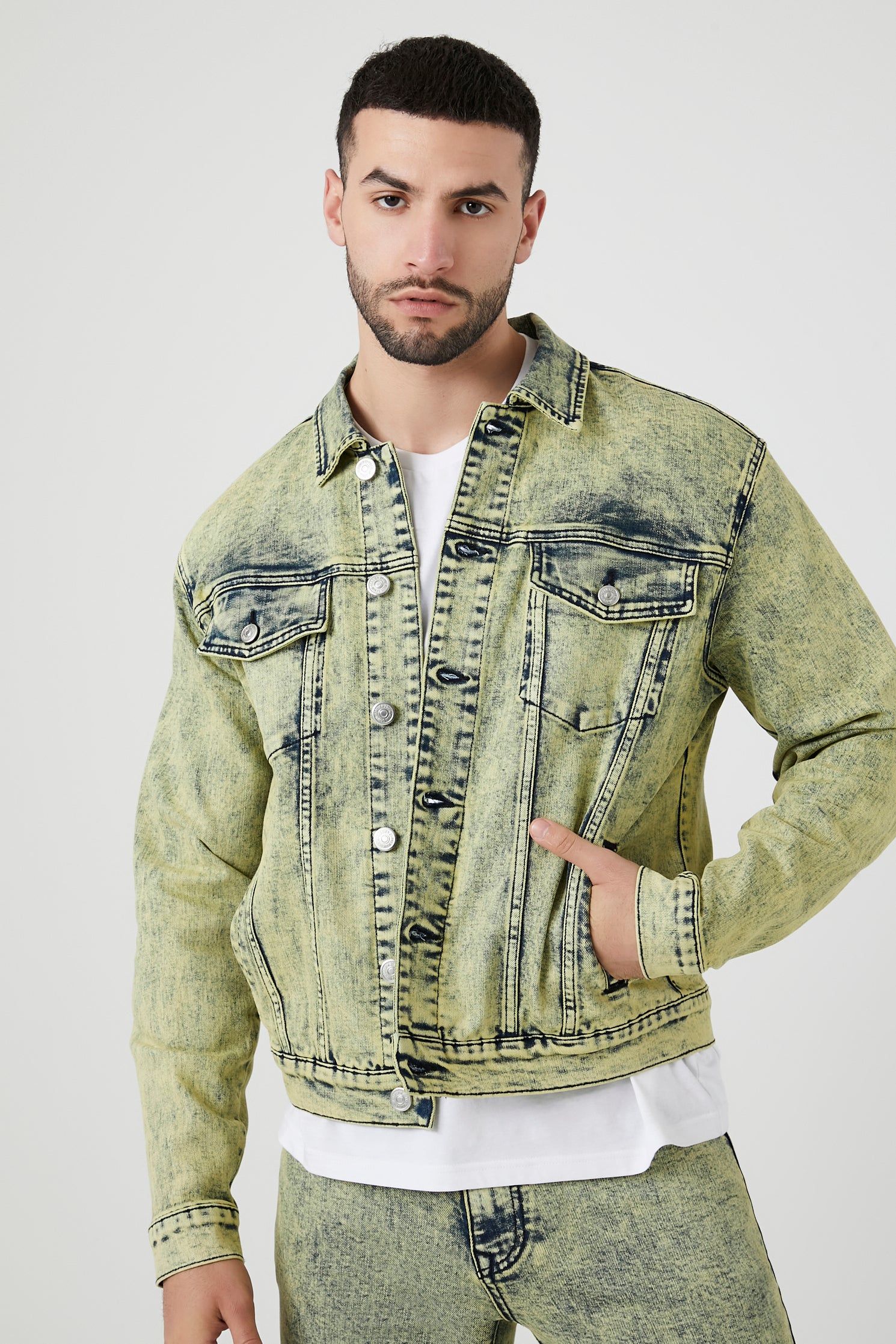 Acid Wash Denim Jacket sold by Urban Planet