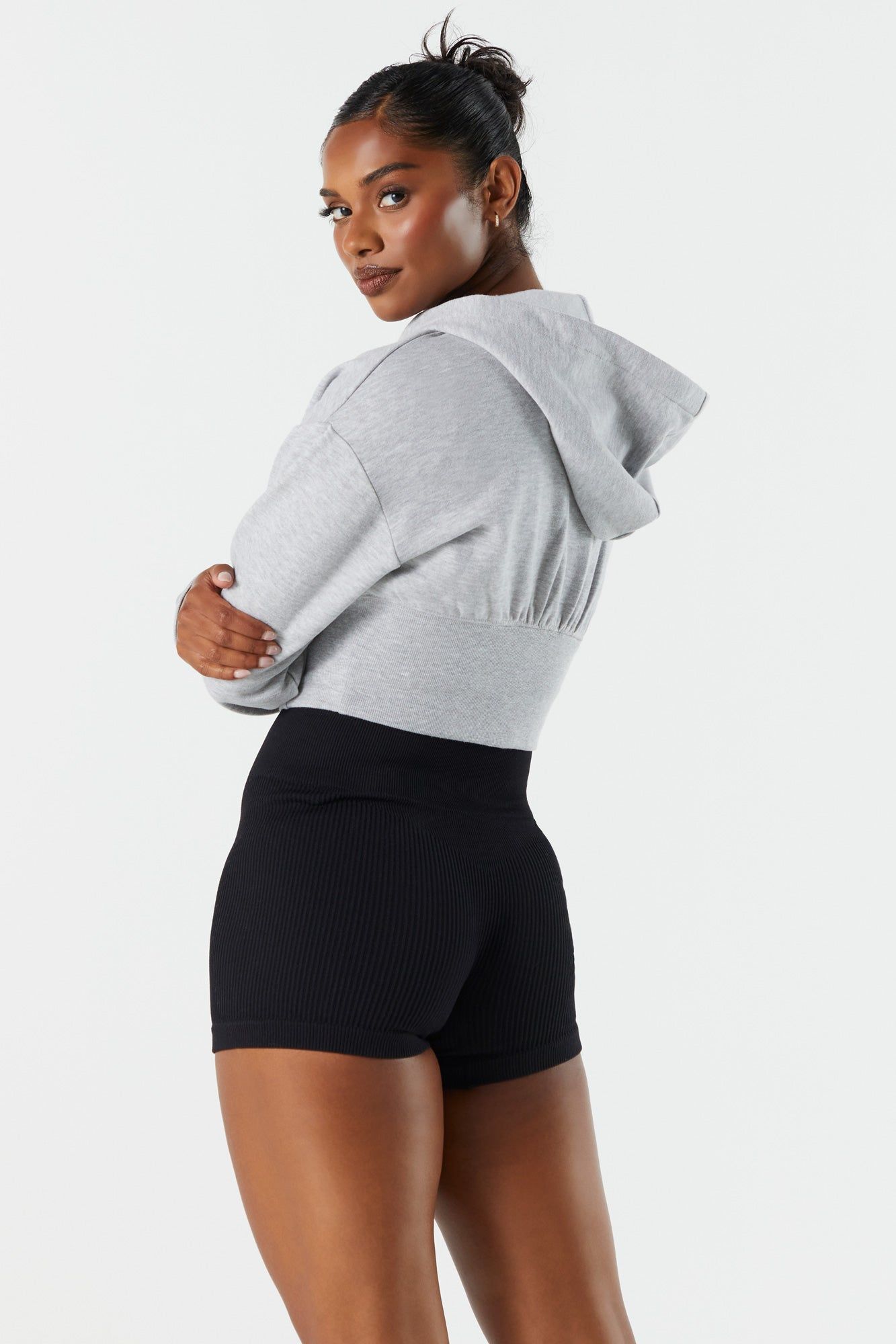 Sommer Ray Fleece Corset Zip-Up Cropped Hoodie sold by Urban Planet product image thumbnail 2