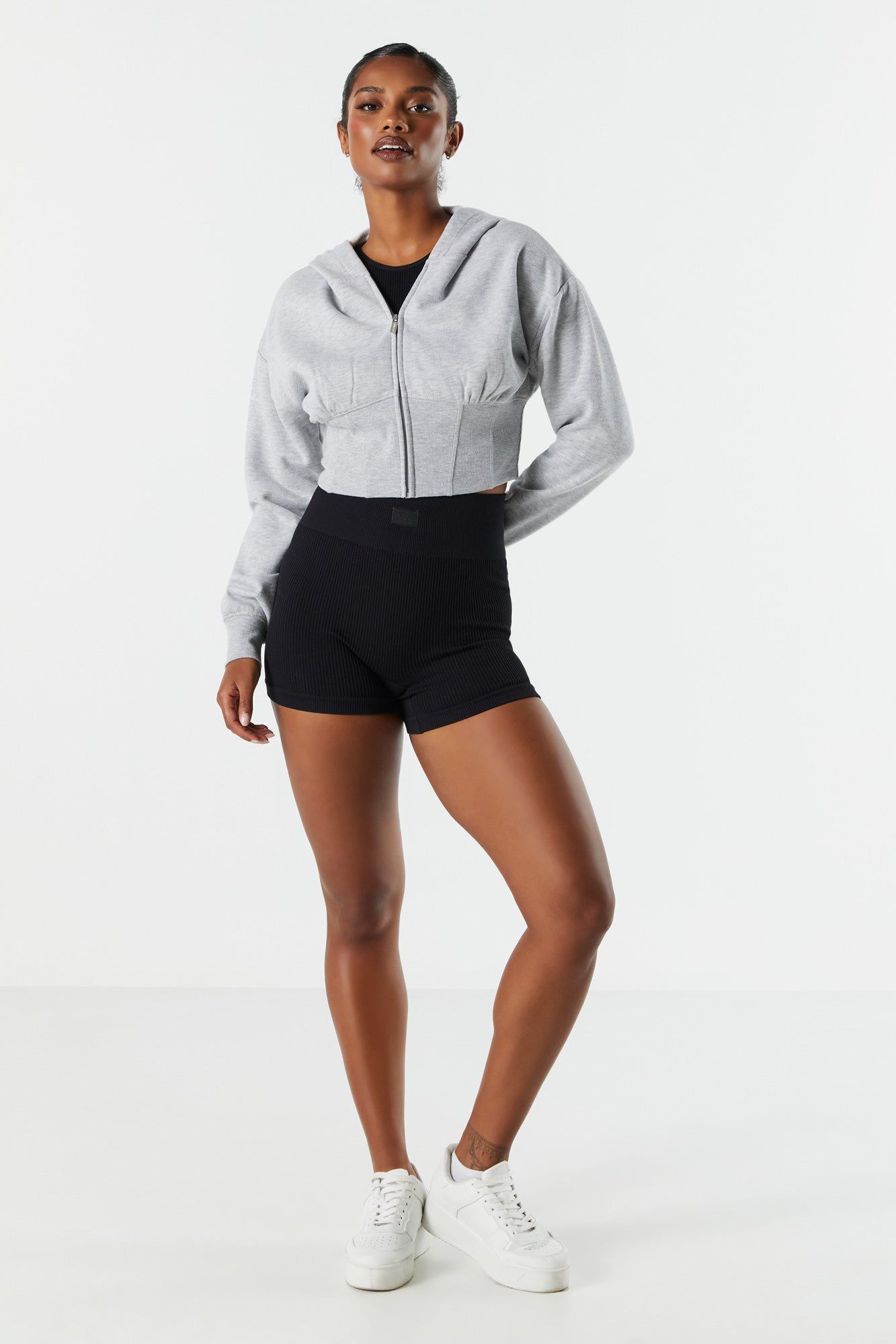 Sommer Ray Fleece Corset Zip-Up Cropped Hoodie sold by Urban Planet product image thumbnail 3