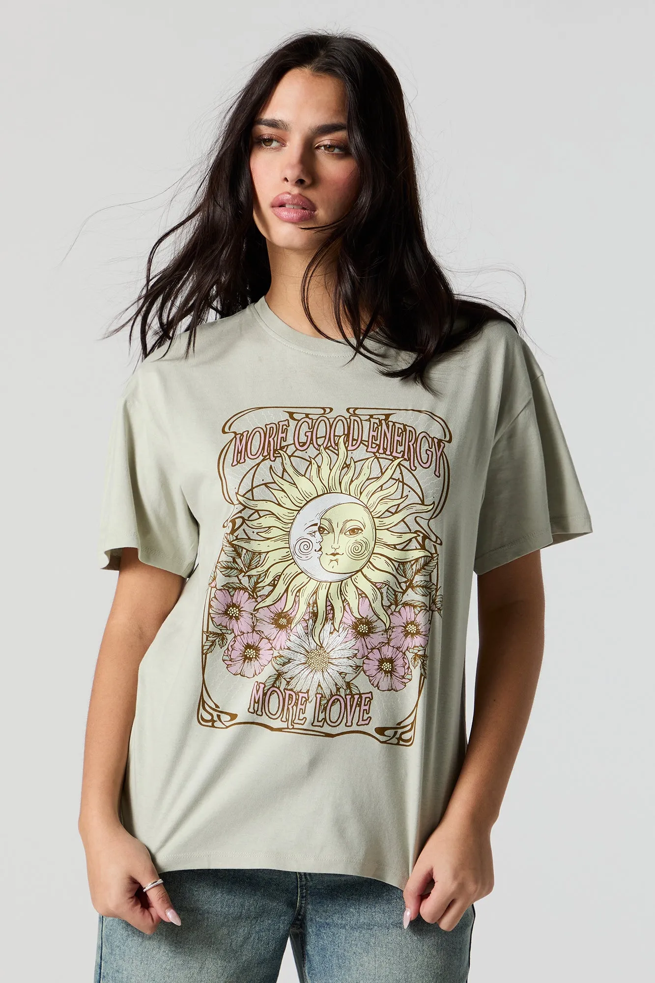 More Good Energy More Love Graphic T-Shirt sold by Urban Planet product image thumbnail 2