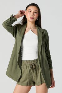 Linen Open Front Blazer sold by Urban Planet