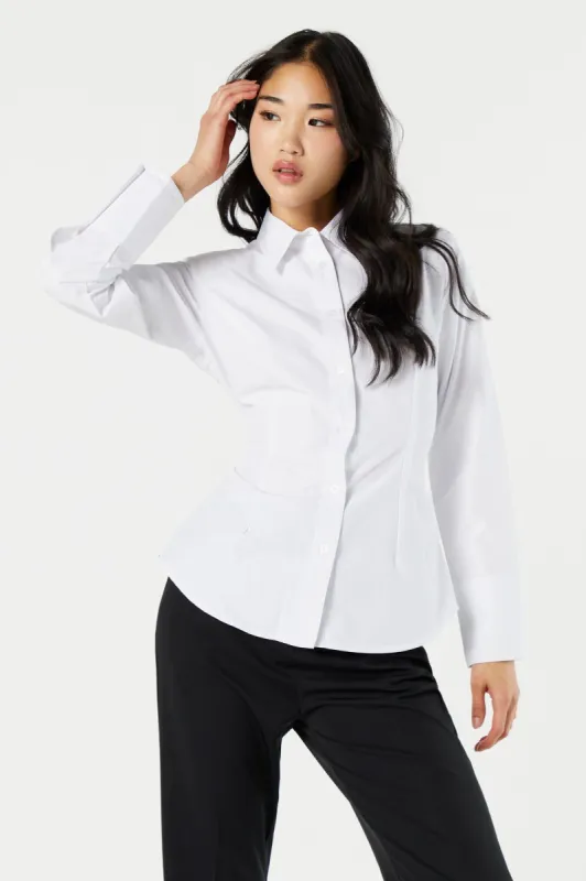 Back Tie Long Sleeve Button-Up Top sold by Urban Planet