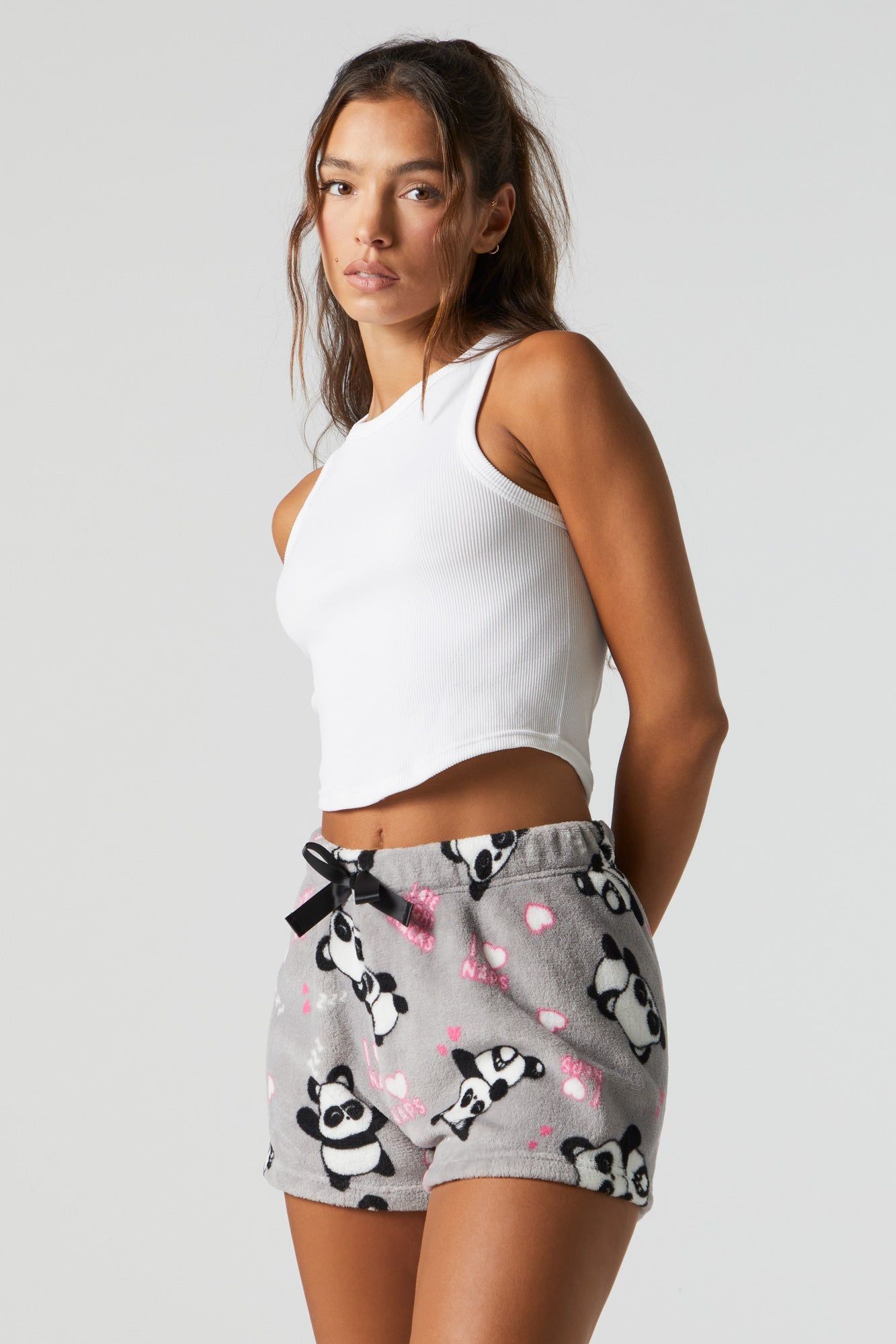 Panda Print Plush Pajama Short sold by Urban Planet