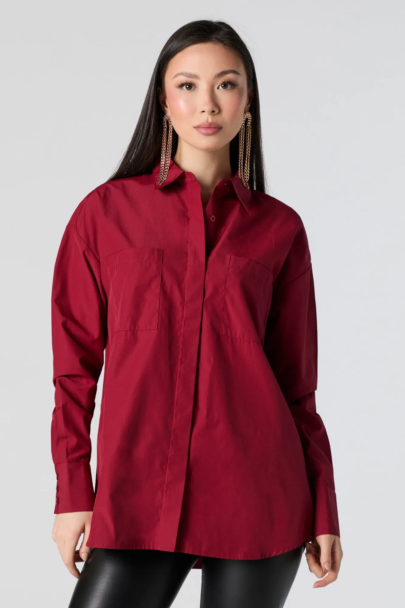 Oversized Button-Up Top sold by Urban Planet