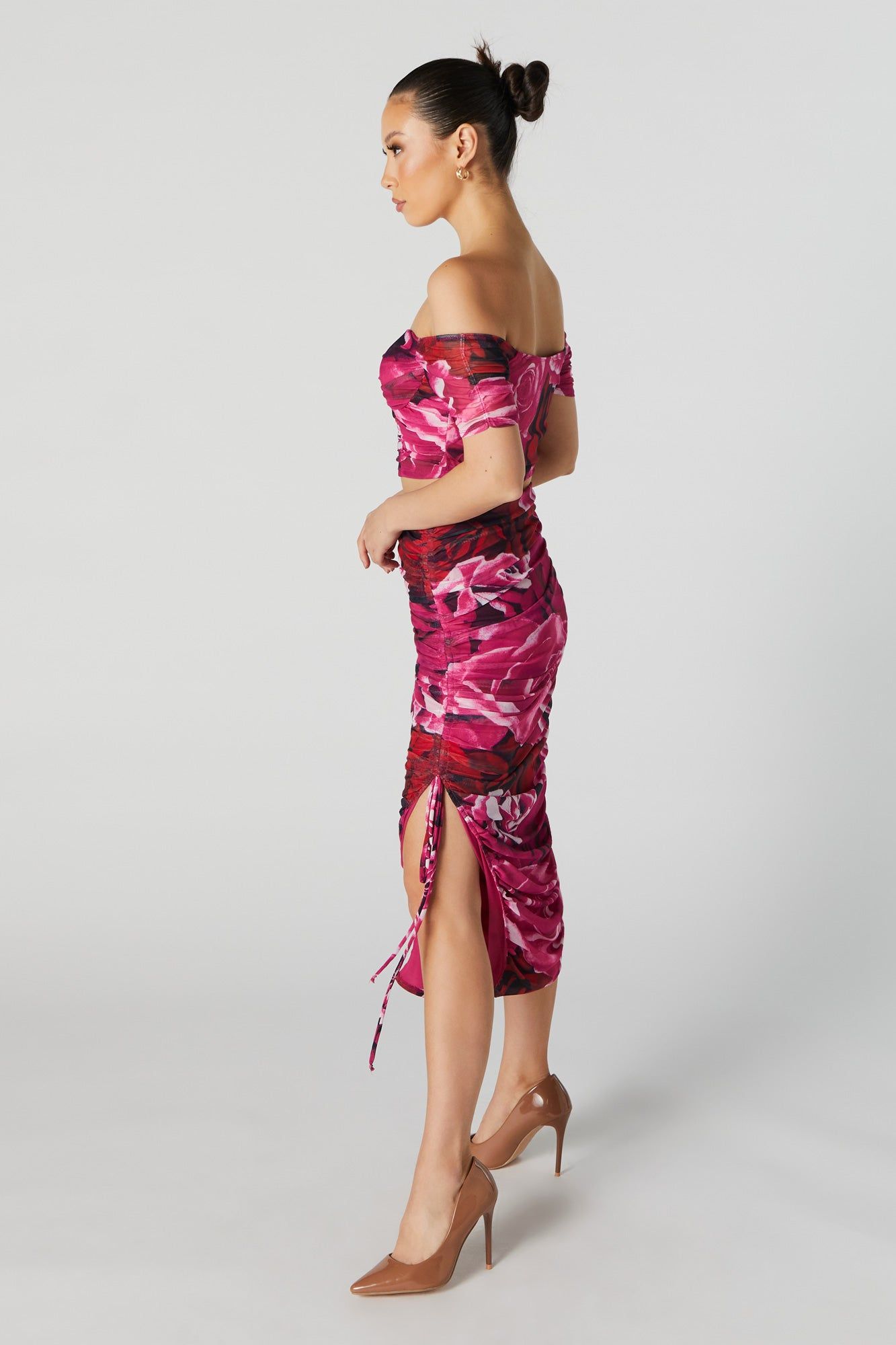 Jupe midi en filet ruché fleuri à taille coulissante sold by Urban Planet product image thumbnail 3