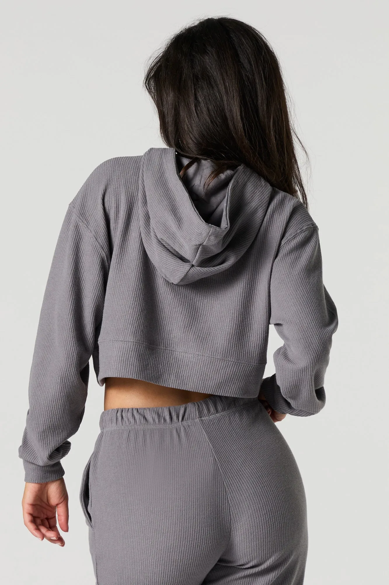 Haut à capuchon écourté en tricot gaufré sold by Urban Planet product image thumbnail 2