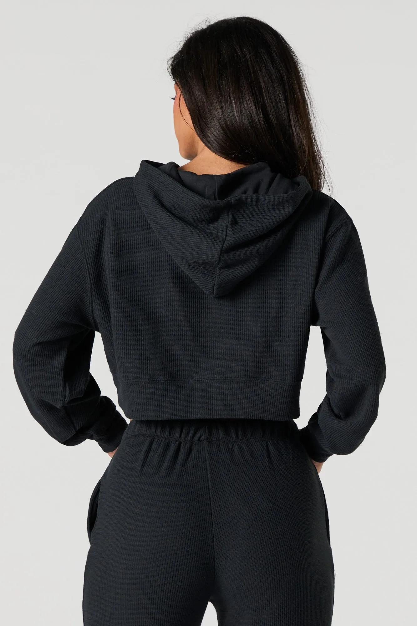 Haut à capuchon écourté en tricot gaufré sold by Urban Planet product image thumbnail 5