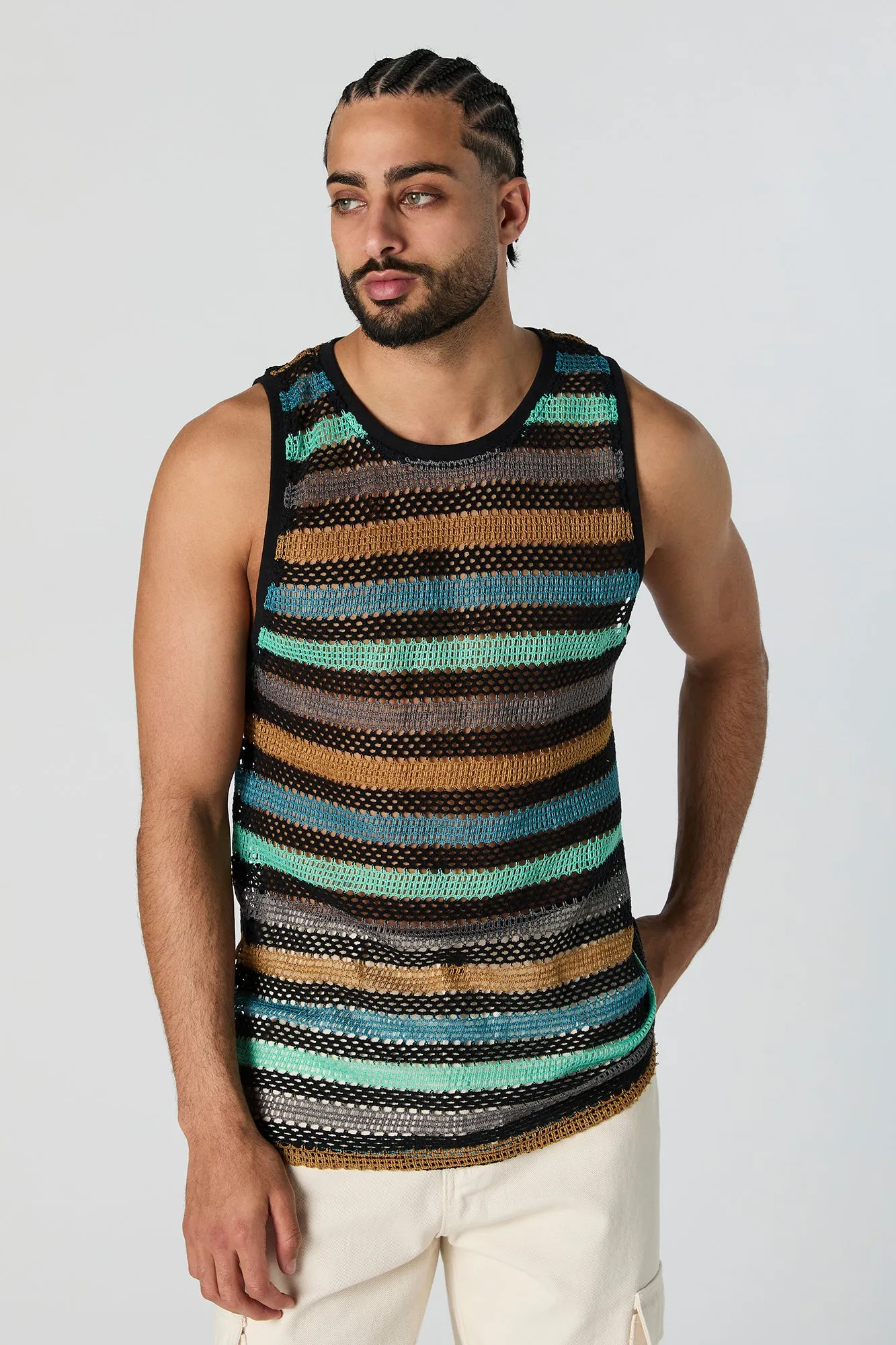 Camisole ras du cou crochetée et rayée sold by Urban Planet product image thumbnail 5