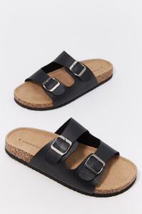 Sandales noir avec semelles en liège et boucles sold by Urban Planet