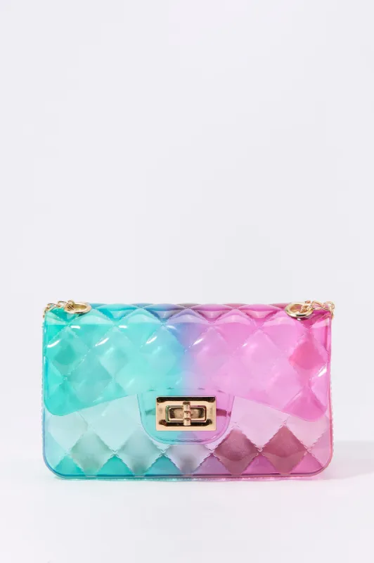Quilted Rainbow Jelly Crossbody Purse sold by Urban Planet