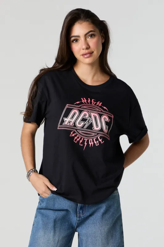 ACDC High Voltage Graphic Boyfriend T-Shirt sold by Urban Planet