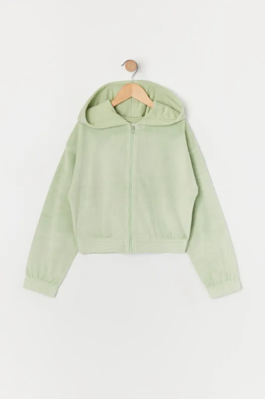 Girls Velour Zip-Up Hoodie sold by Urban Planet