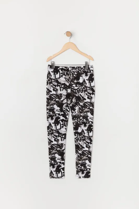 Girls Graffiti Print Soft Fleece Legging sold by Urban Planet