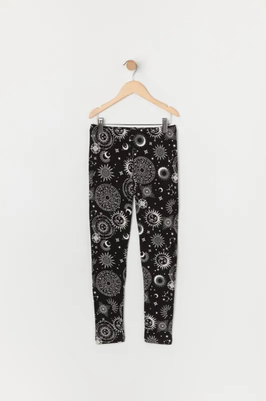 Black Celestial Print Fleece Legging sold by Urban Planet